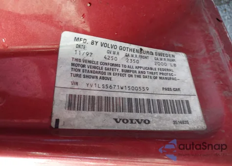 1998 Volvo S70 Glt z USA, uszkodzony, nr VIN YV1LS5671W1500559